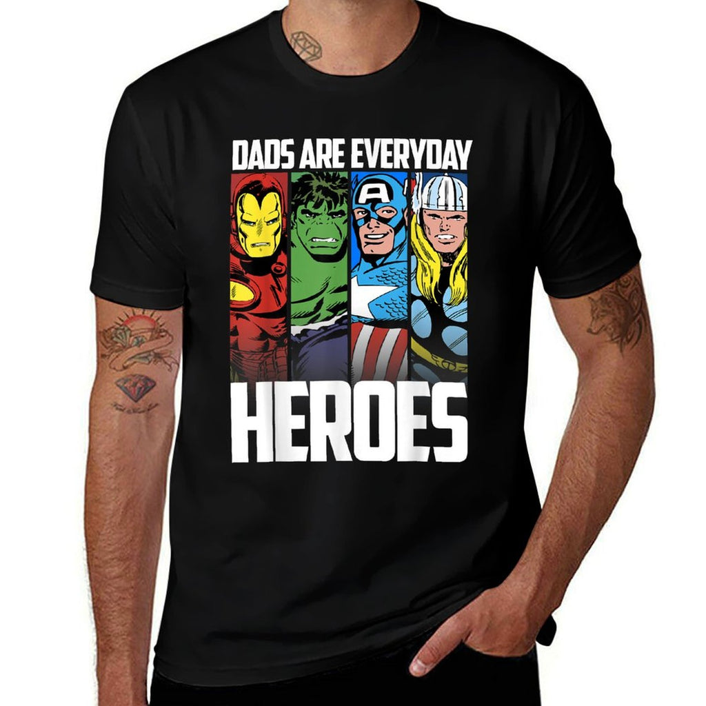 Marvel Avengers Fathers Day Everyday Heroes Graphic  Summer-ready Fabric T-Shirt