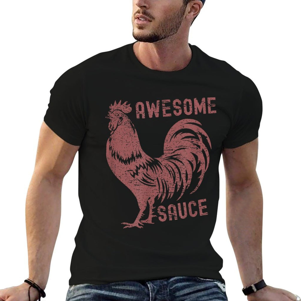 Funny Pets Awesome Sauce with Picture of Rooster  Breathable T-Shirt