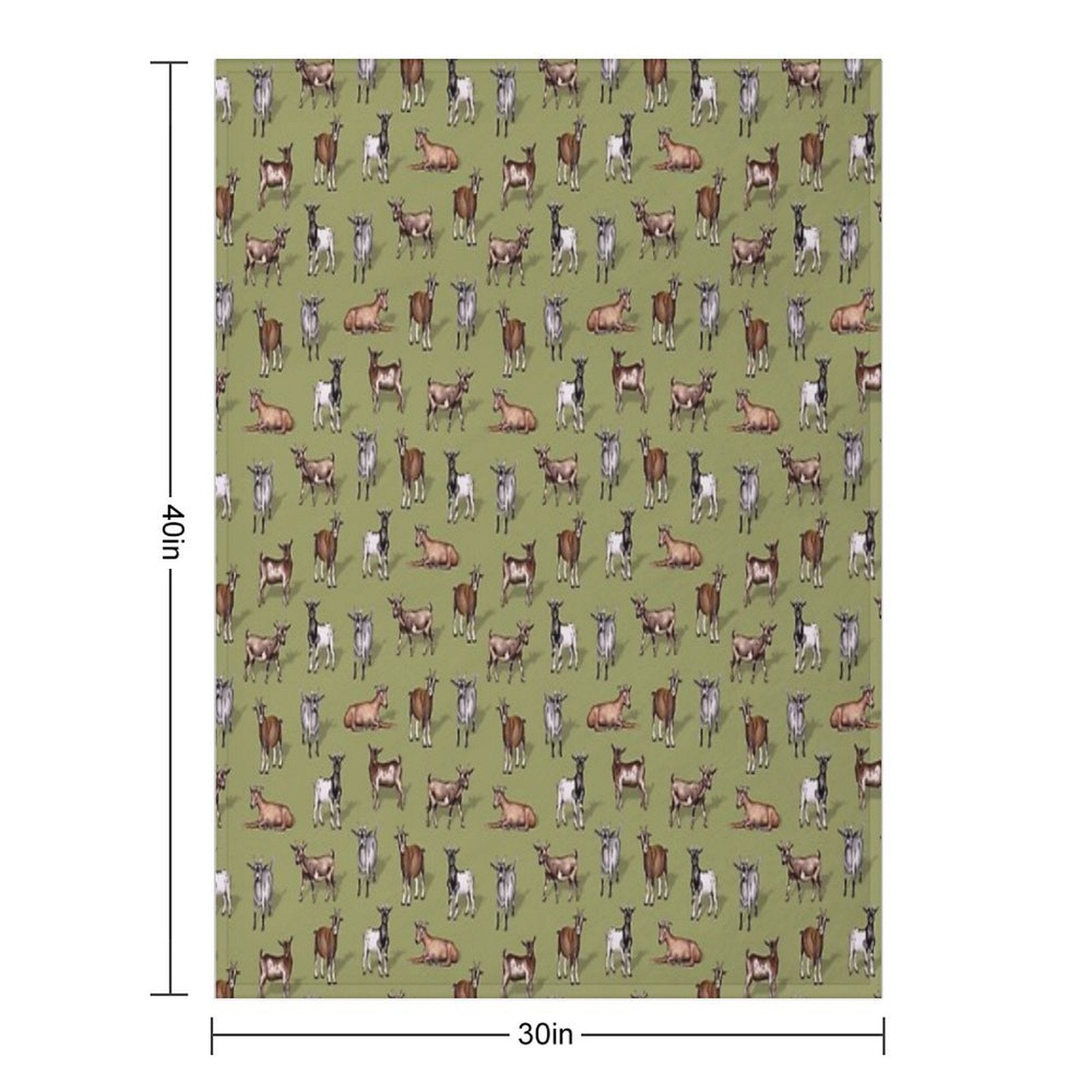 Tiny Goats on Green - Goat Herd Pattern Quick-dry Throw Blanket