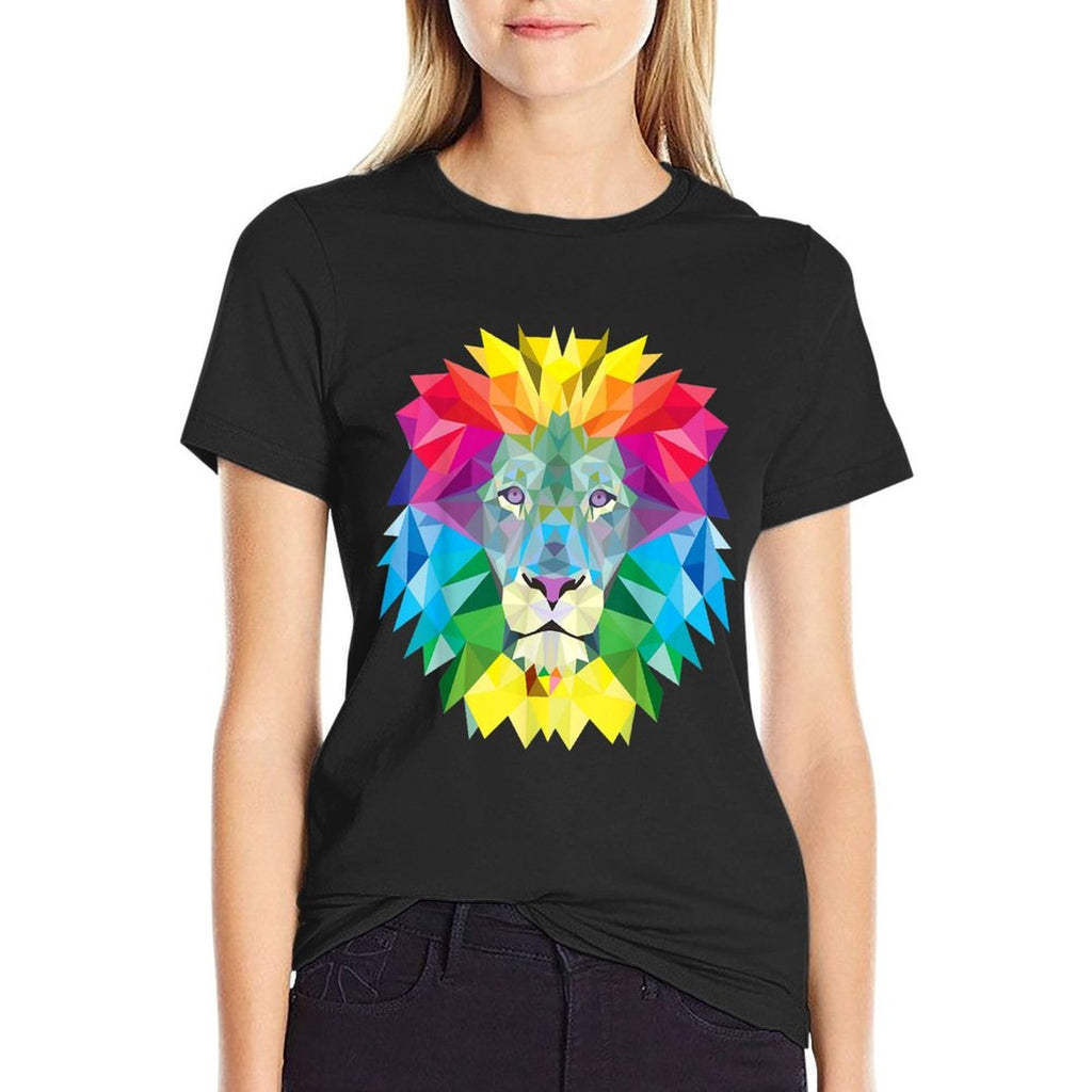 Geometric Rainbow Lion Face  Easy-care T-Shirt