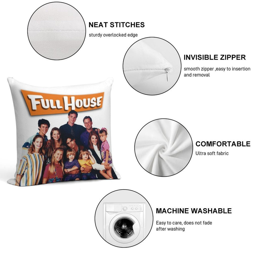 Full House Cast Soft Hidden Zipper Throw Pillow