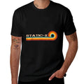 Static X Retro Stripes Musician Vintage  Ribbed Collar T-Shirt