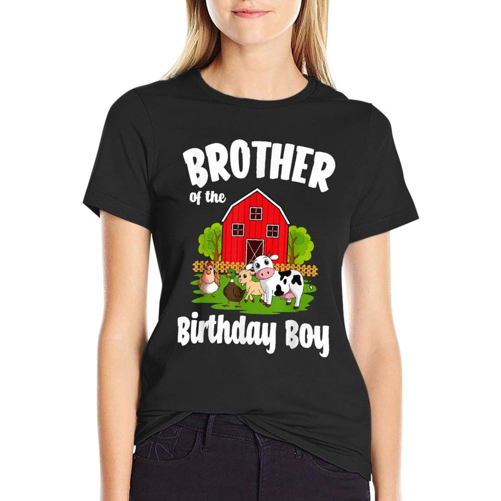 Brother Of The Birthday Boy Farm Animal Bday Party  Fade-proof Color T-Shirt