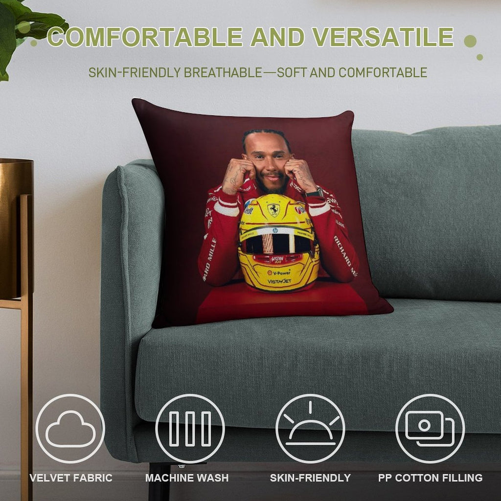 Lewis Hamilton -Scuderia Soft Hidden Zipper Throw Pillow