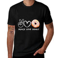 Peace, Love Donuts Retro Donuts Lover Sweets Food Lover  Cotton T-Shirt