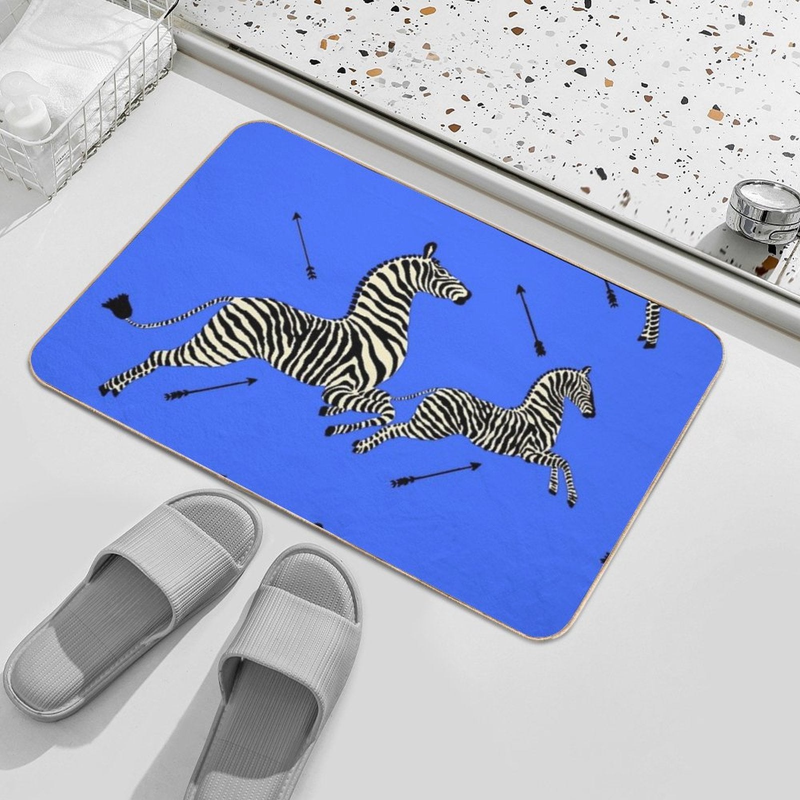 The Tenenbaums Zebra! Royal Blue  Easy Maintenance Bath Mat