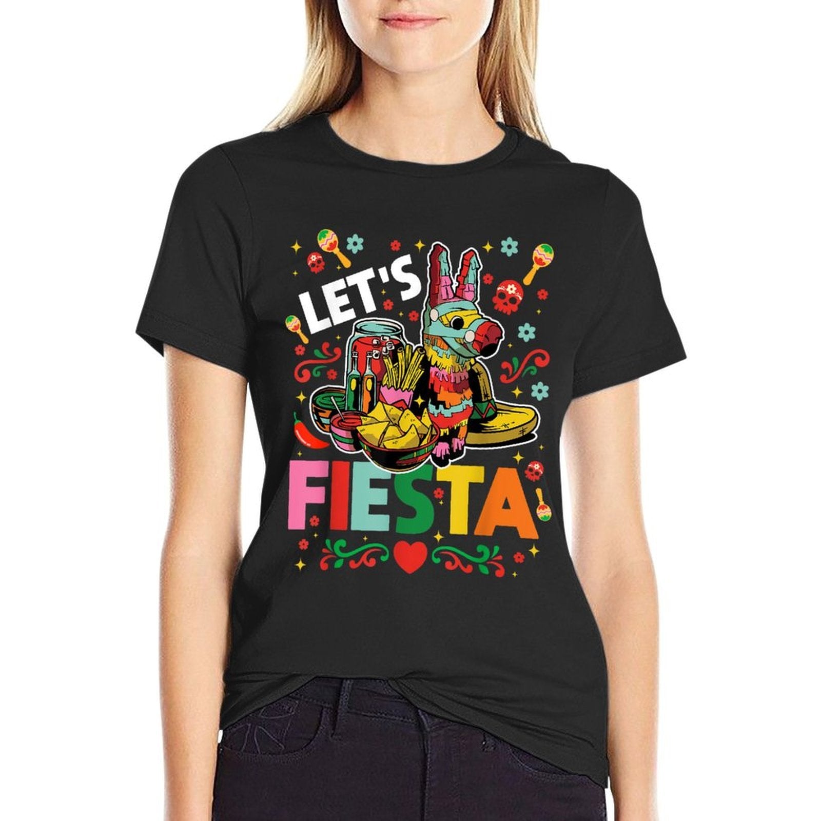 Let's Fiesta Cinco De Mayo Camisa Mexicana Hombre Comfortable T-Shirt