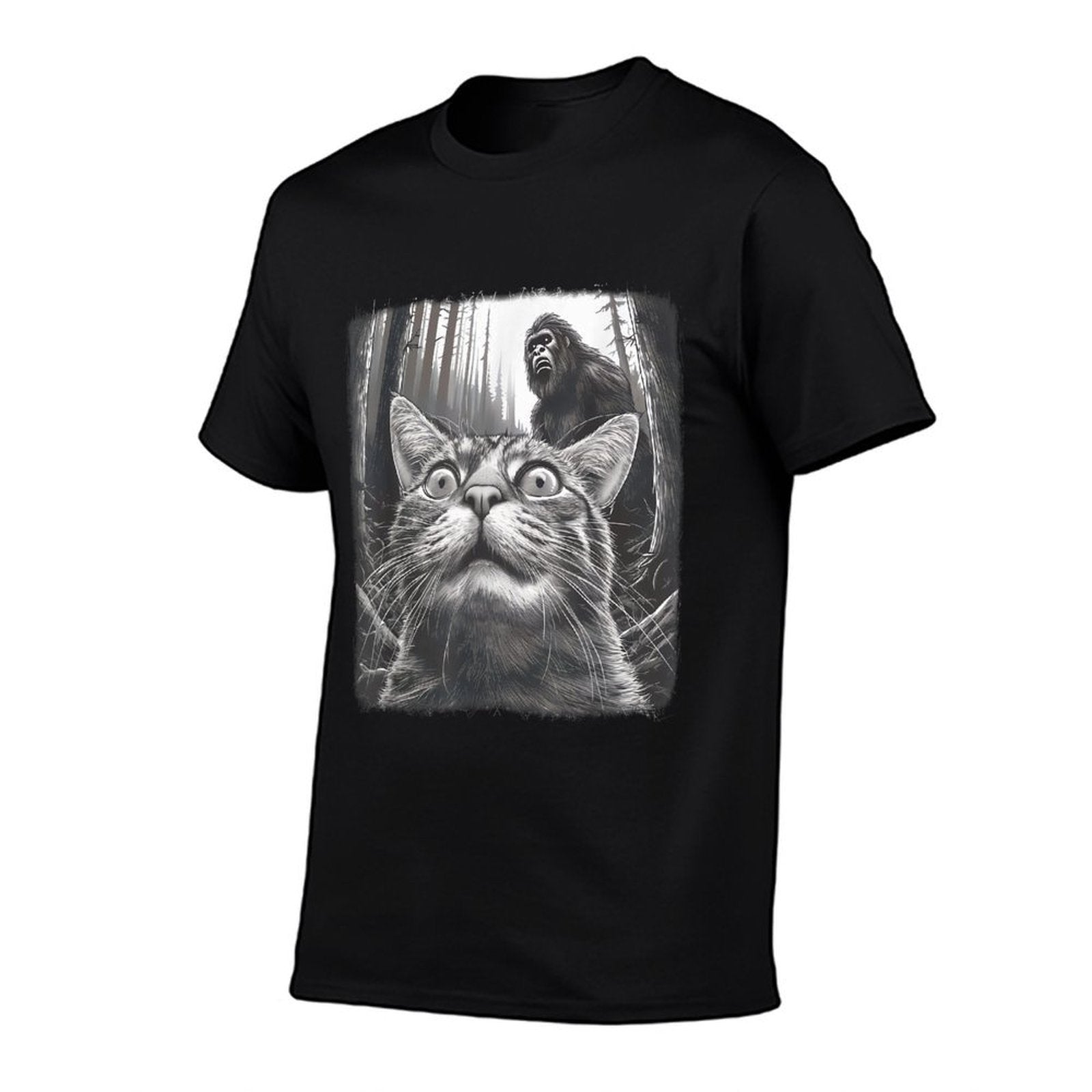 Surprised Scared Cat Selfie With Sasquatsch Bigfoot 0D4ERF  Durable T-Shirt