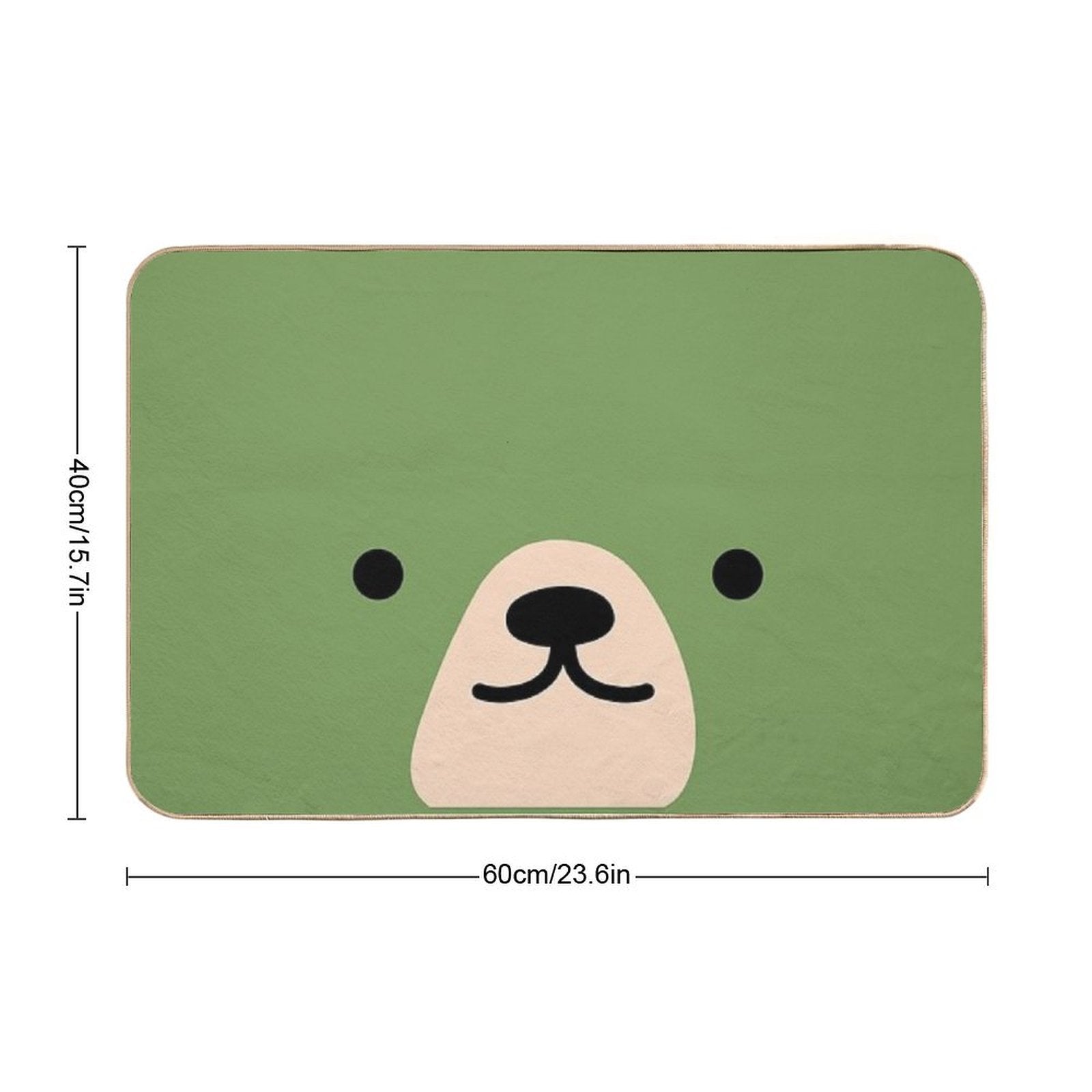 Cute Green Bear Face  Repositionable Bath Mat