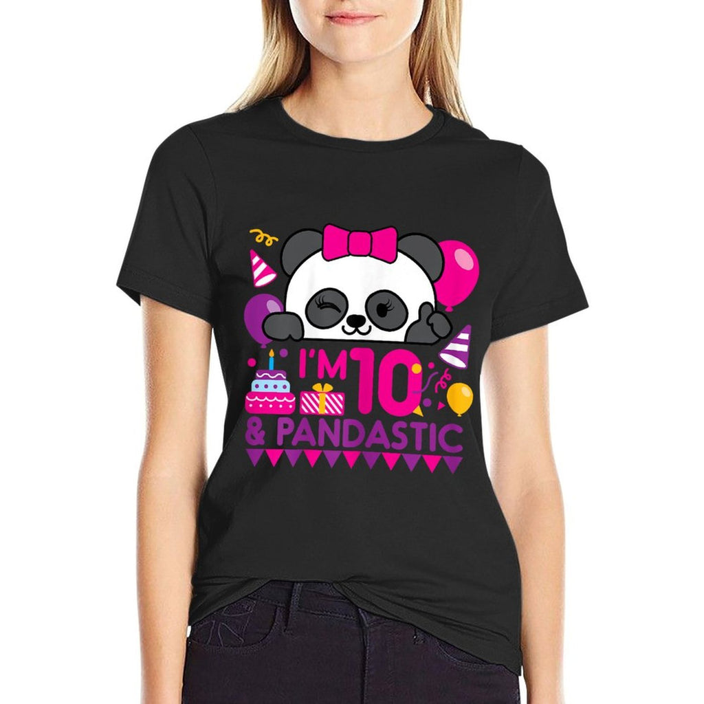 Panda 10 Year Old Children's Birthday Party  Stretchy T-Shirt