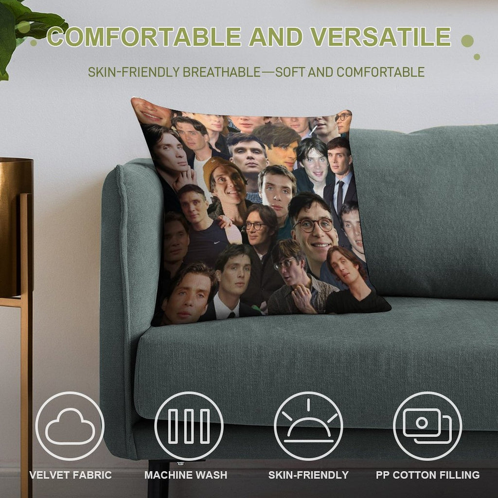 Cillian Murphy Photo Collage Soft Easy Maintenance Throw Pillow