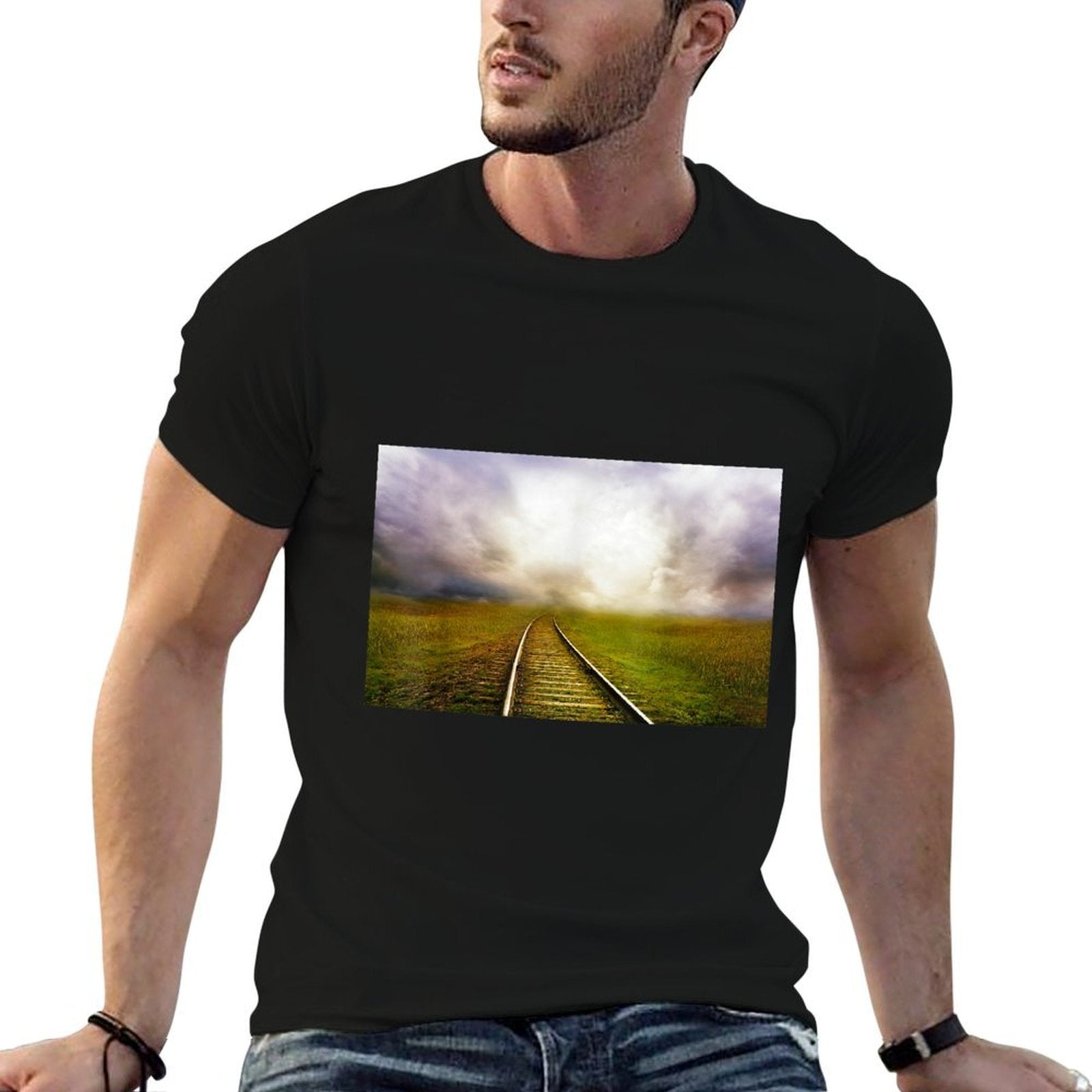 Railroad Landscape  Soft T-Shirt