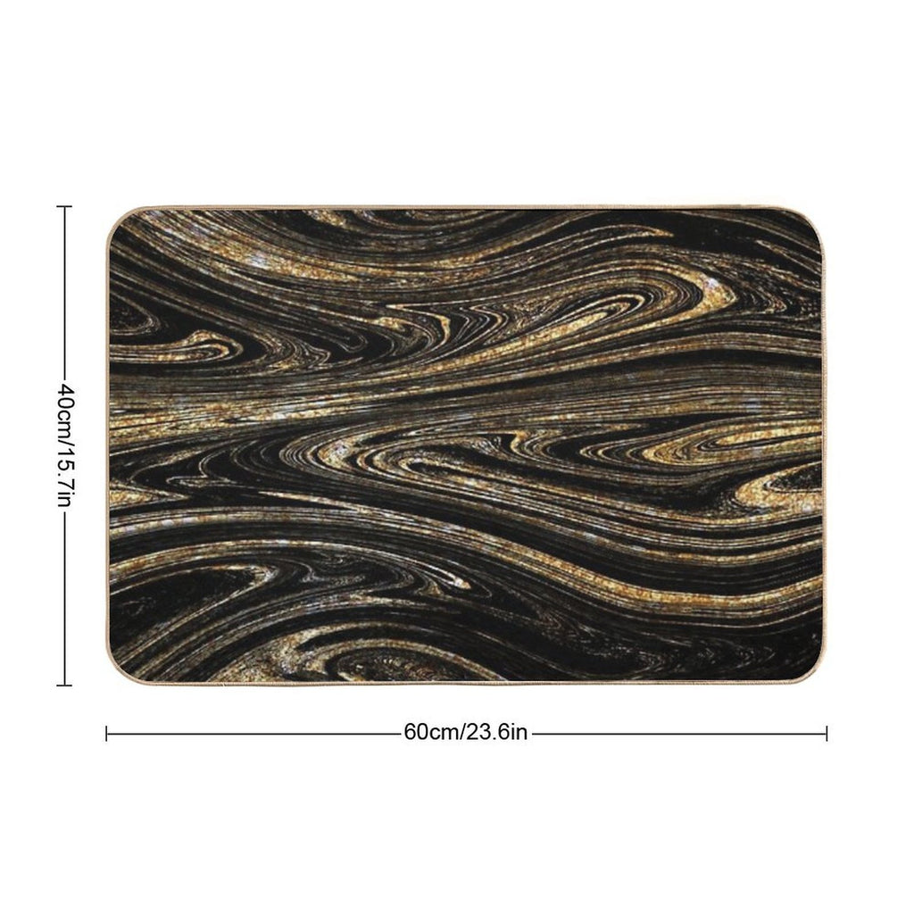 Black Gold Marble  Rapid-Drying Bath Mat