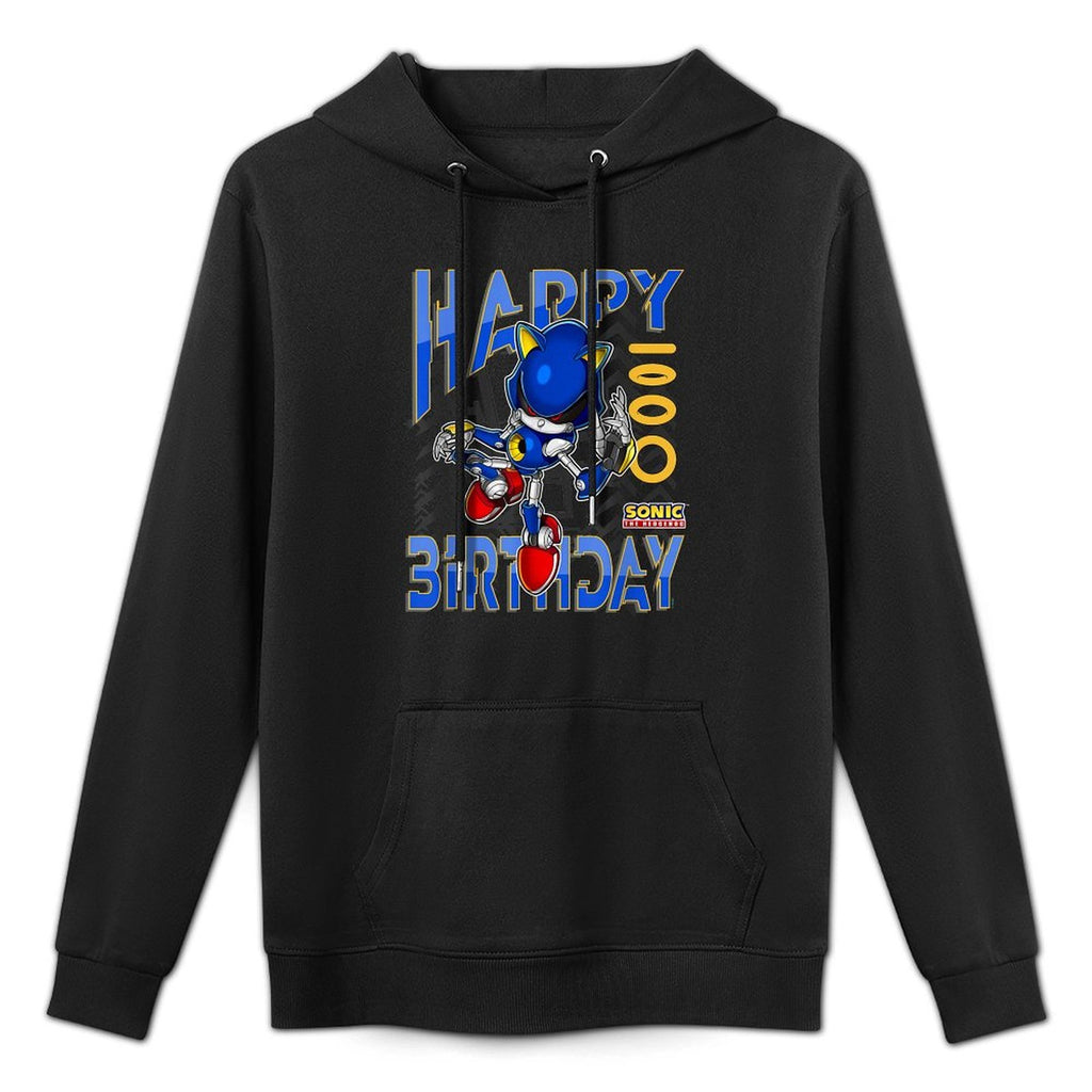 Sonic The Hedgehog Happy Birthday Metal Grid Chest Poster Adjustable Hood Hoodie