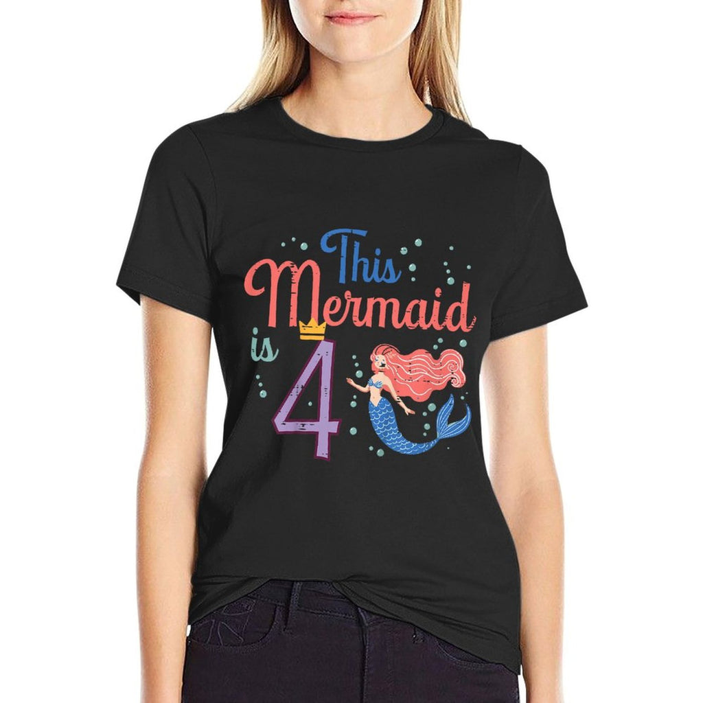 Kids This Mermaid Is 4 4th Birthday Four Year Old Bday Girls Kids  Quick-drying T-Shirt