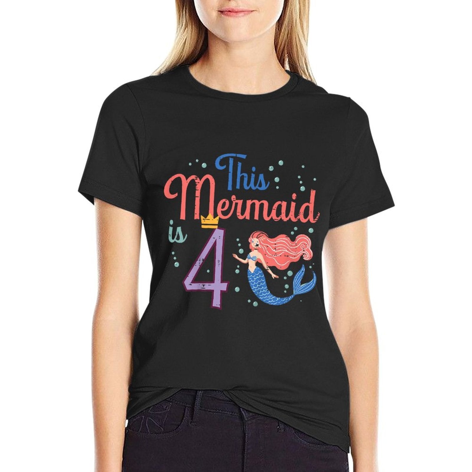 Kids This Mermaid Is 4 4th Birthday Four Year Old Bday Girls Kids  Quick-drying T-Shirt
