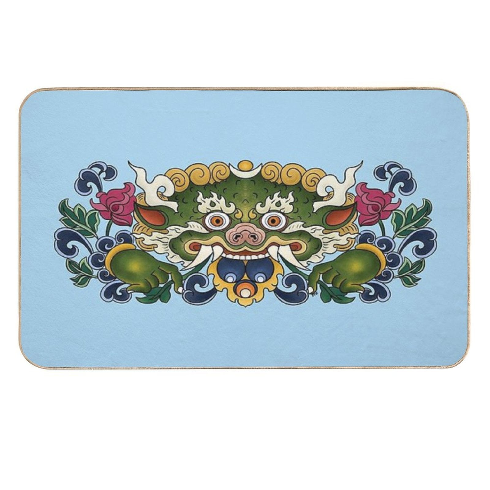 BHUTAN DRAGON-light Blue  Absorbent Bath Mat