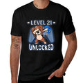 Level 21 Unlocked - Funny Dabbing Beagle Gamer 21st Birthday  Tagless Design T-Shirt