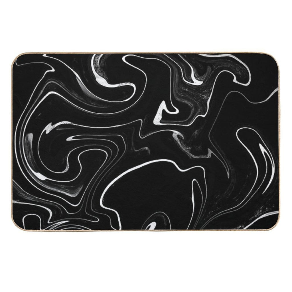 Marble Liquid Black Texture  Odorless Bath Mat