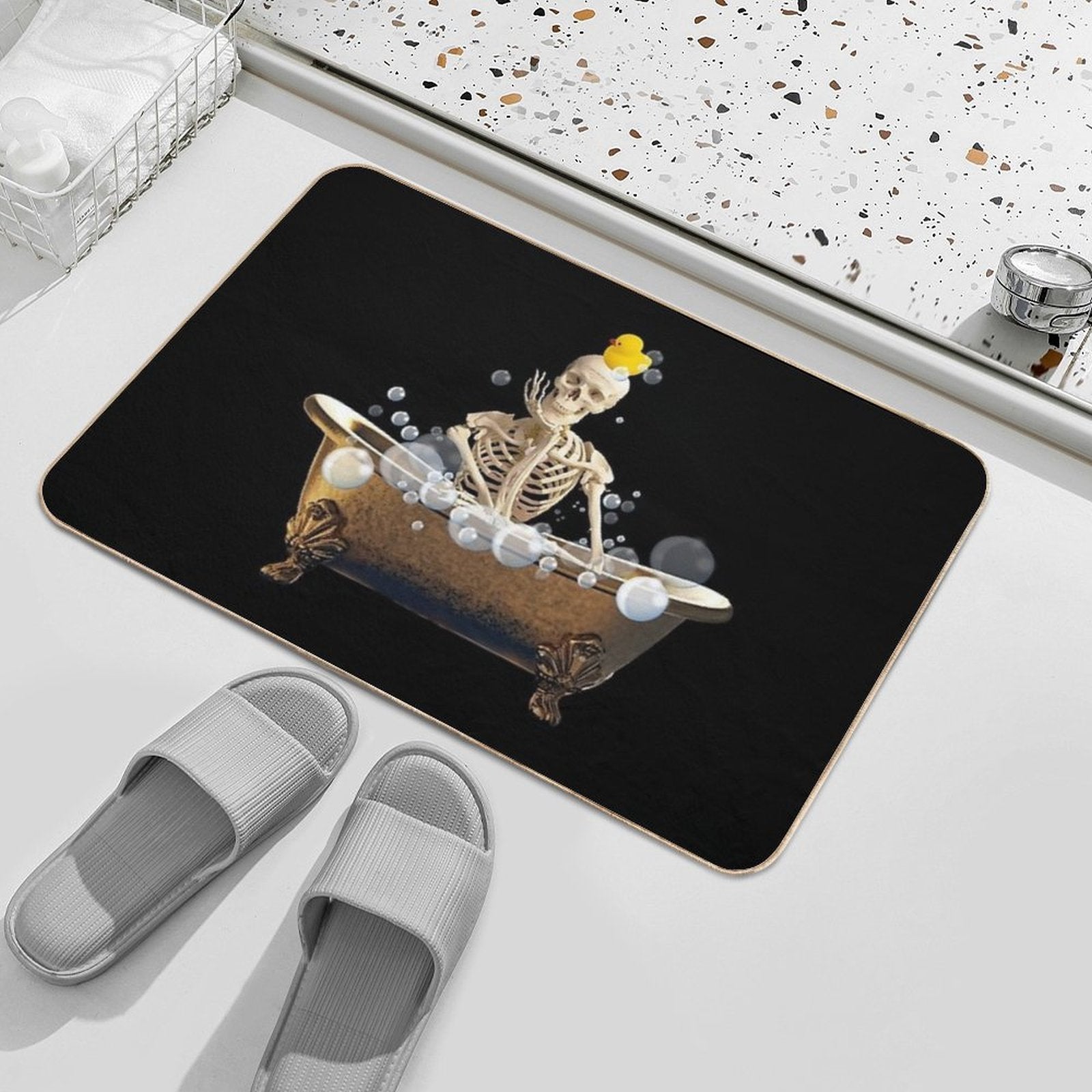 Skeleton Relaxing in The Bath  Odorless Bath Mat