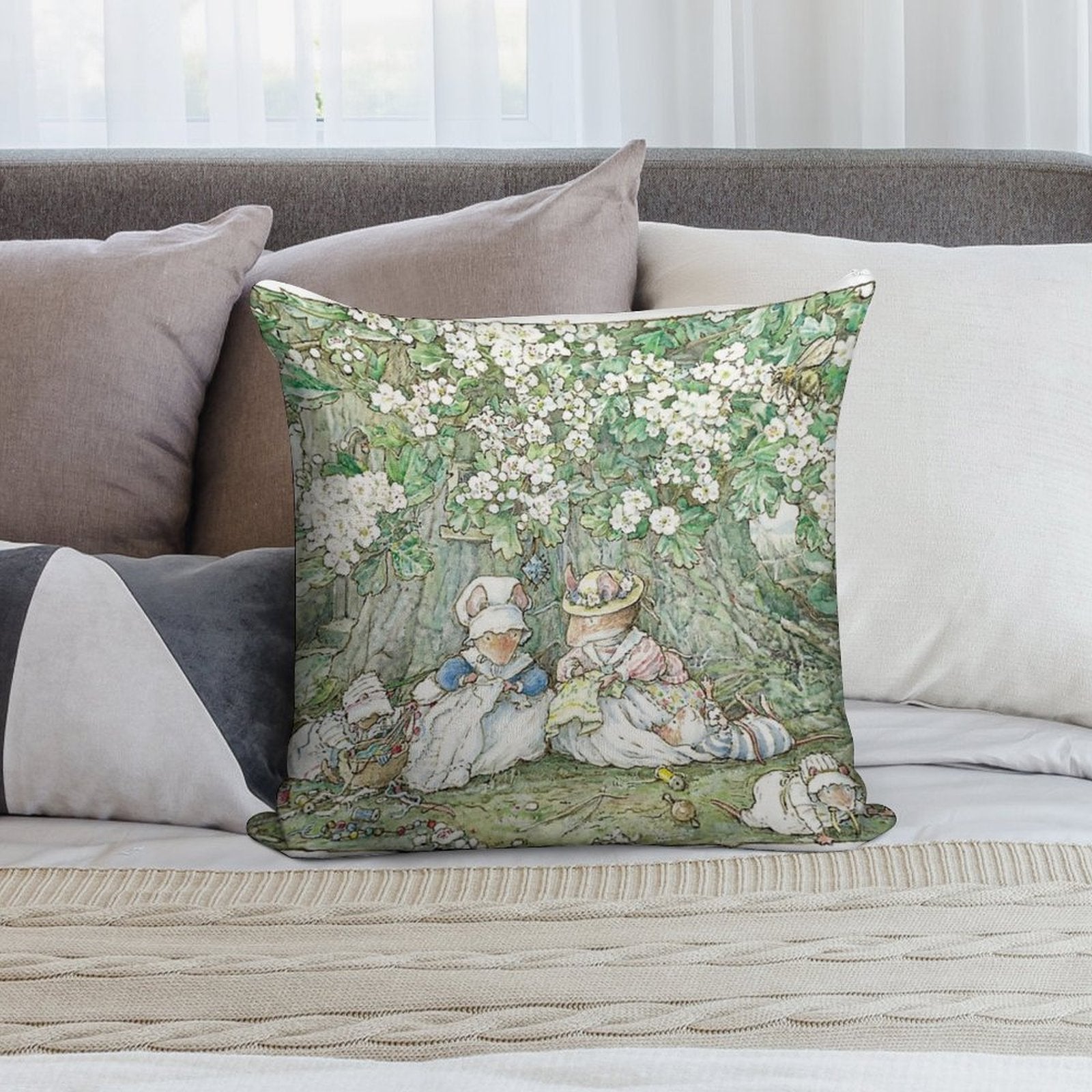 Brambly Hedge - Hawthorn Blossom And Babies Soft Gift Ready Throw Pillow