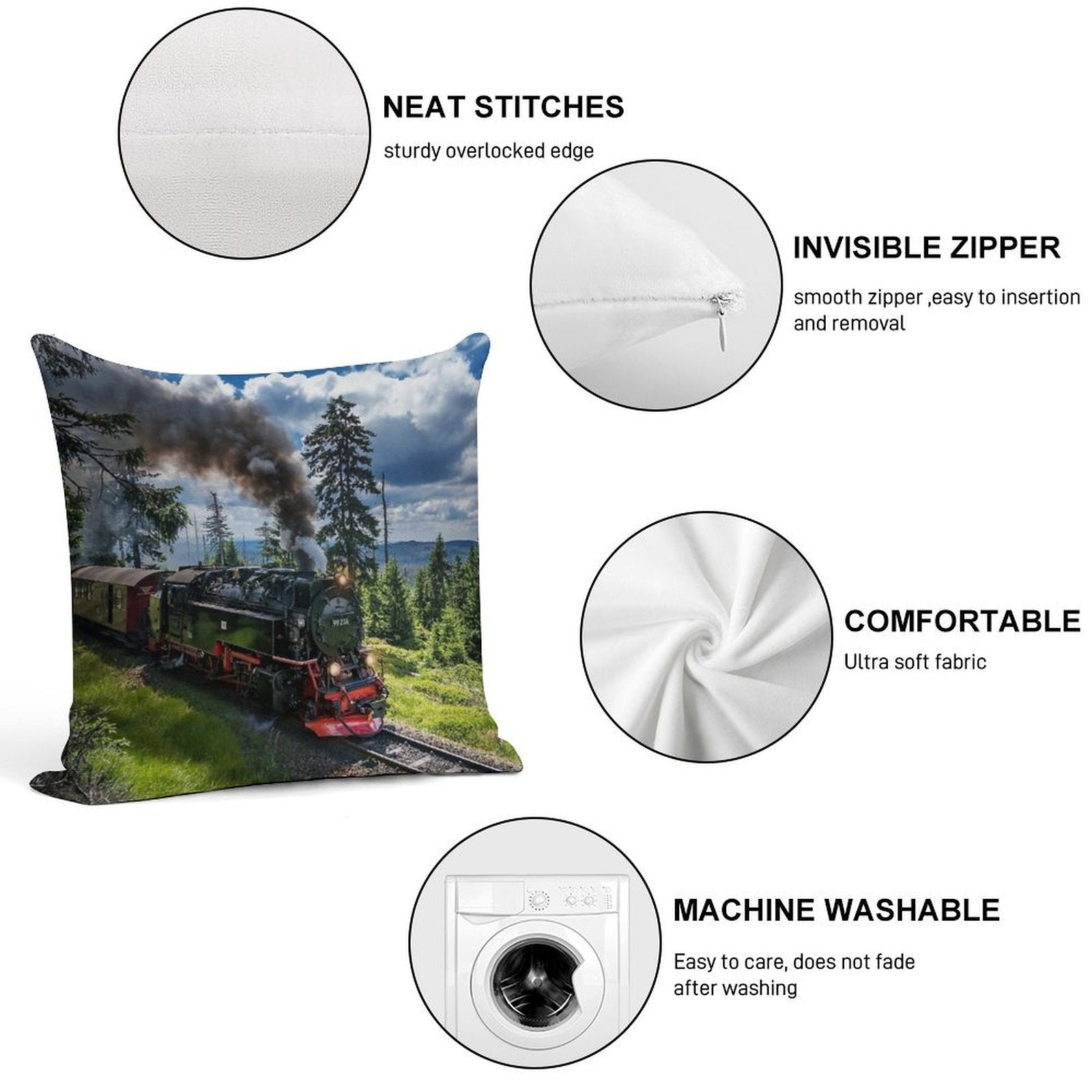 Steam Locomotive - Harz Narrow Gauge Railways (Germany) Soft Gift Ready Throw Pillow