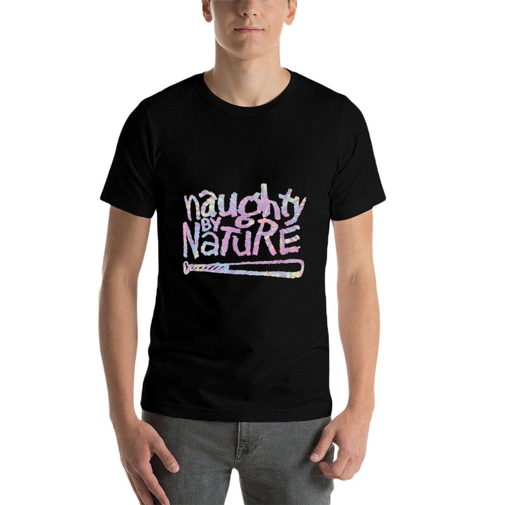 Naughty By Nature – Pastel Spiral Logo Black  Easy-care T-Shirt