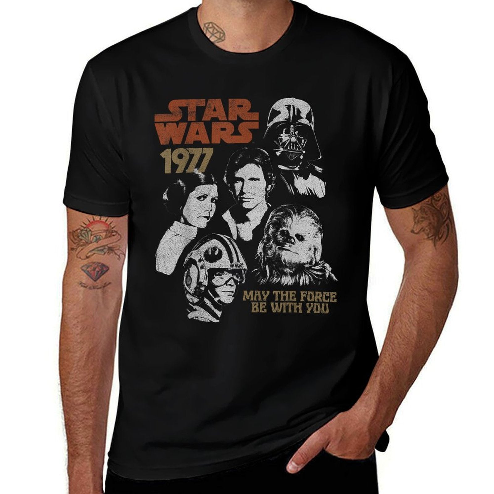 Star Wars 1977 Vintage Portrait Collage  High-quality Stitching T-Shirt