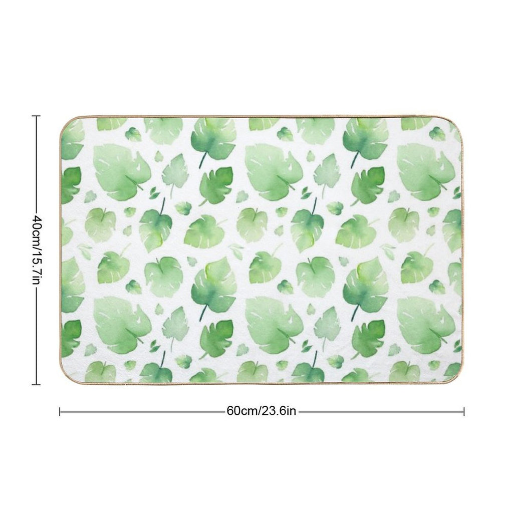 Watercolor Monstera Leaves Pattern  Long-Lasting Bath Mat