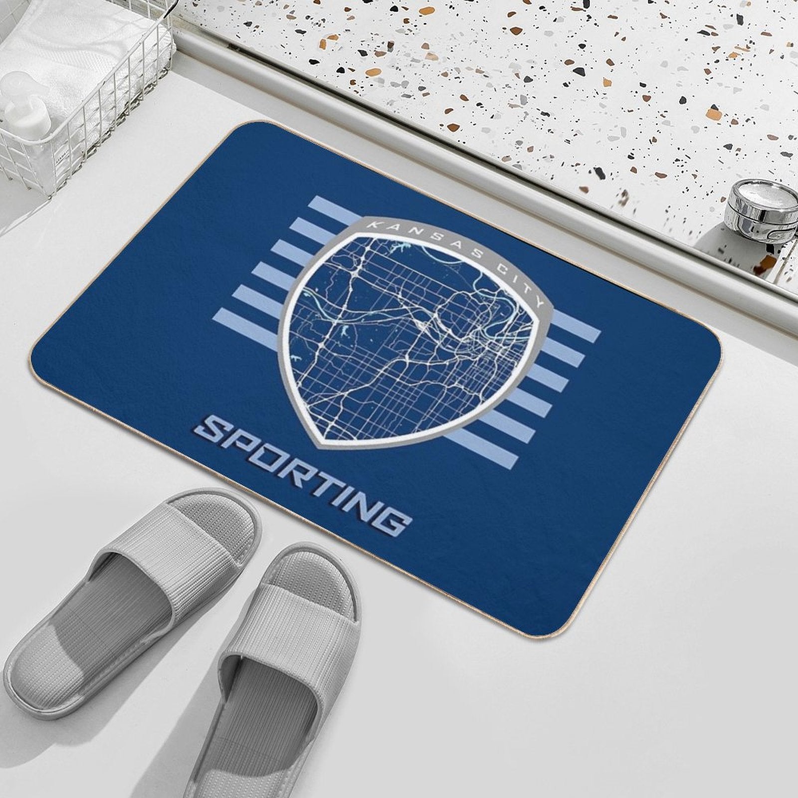 Kansas City Map in Sporting Colors  Slip-Resistant Bath Mat