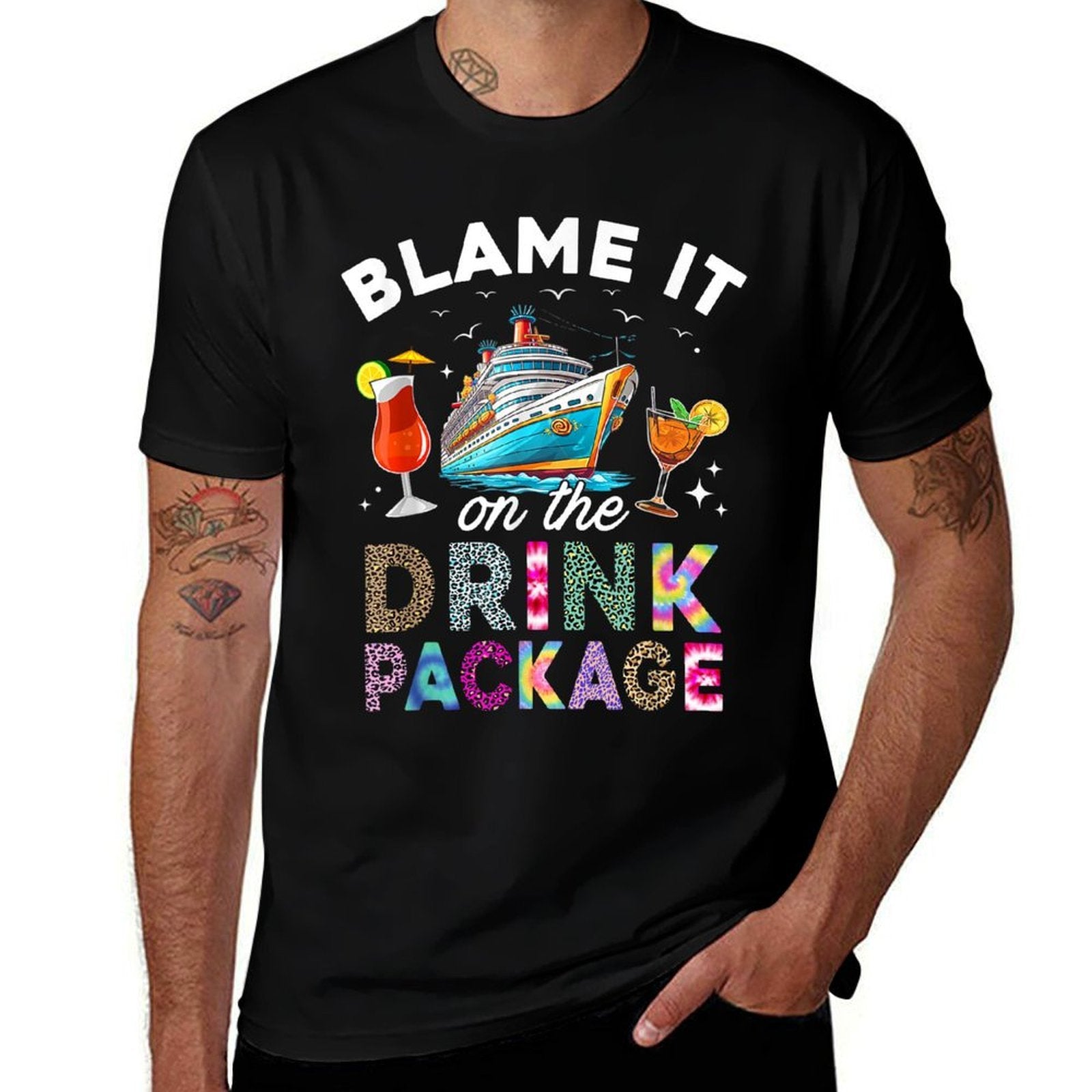 Blame It On The Drink Package Funny Cruise Cruising Trip  Lightweight T-Shirt