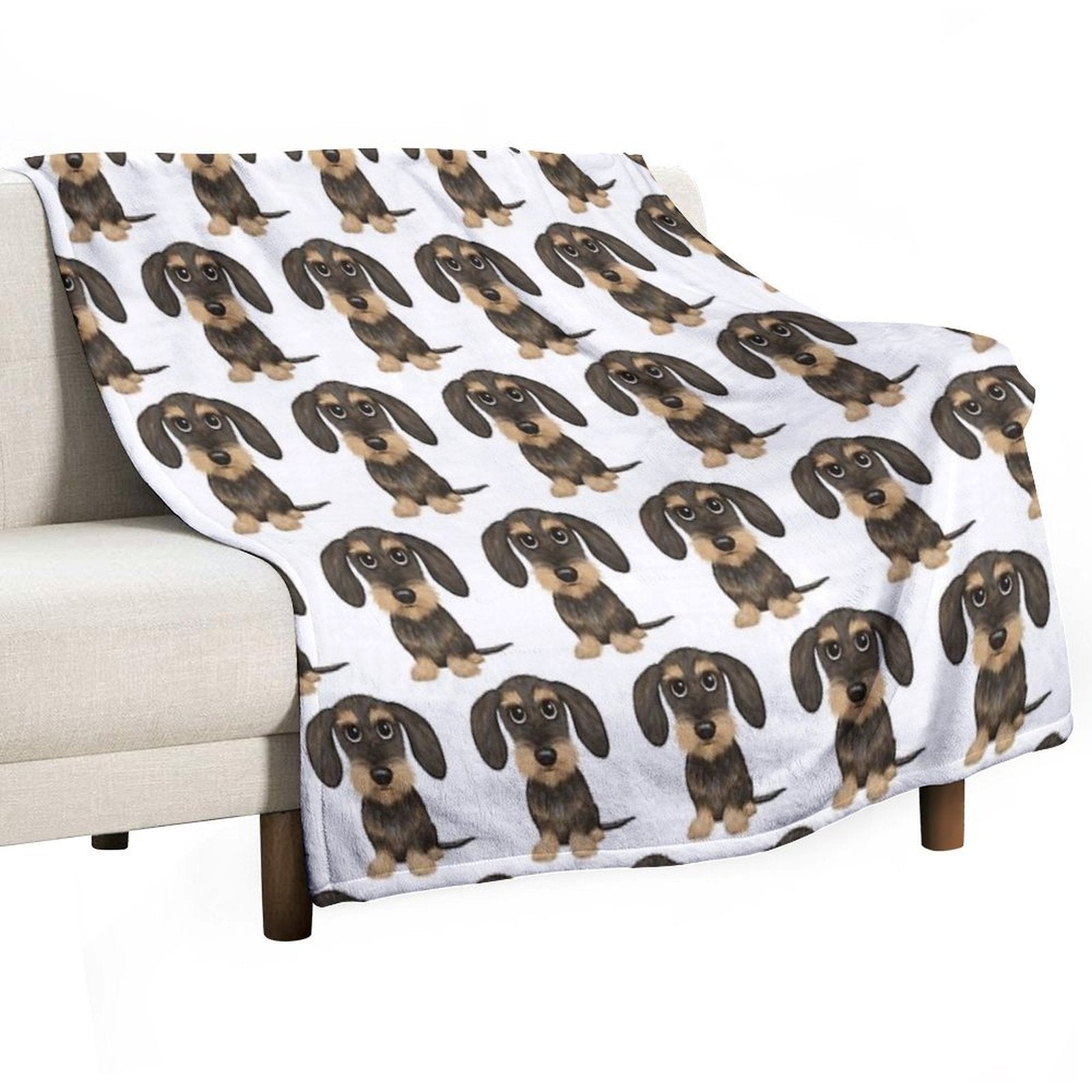 Wirehaired Dachshund  Cute Wire Haired Wiener Dog  Wild Boar And Tan Teckel Easy Care Throw Blanket