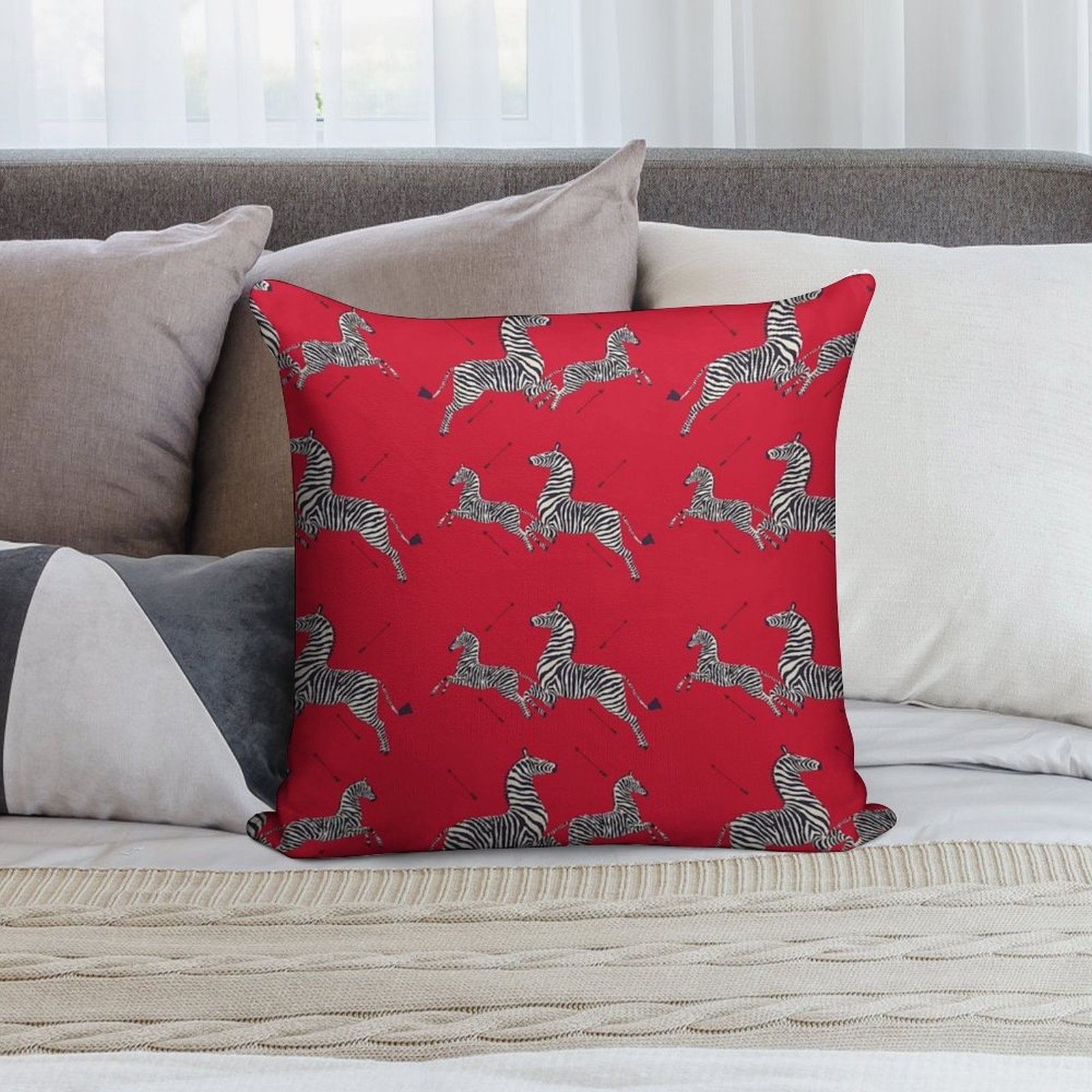 Scalamandré Zebra (red)  The Royal Tenenbaums Soft Ultra-Soft Texture Throw Pillow