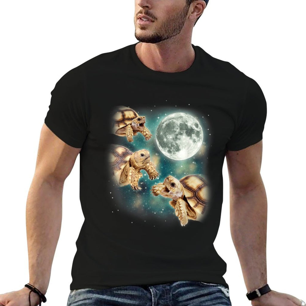 Three Tortoises Howl at Moon Wildlife Mountain Turtle Meme  Relaxed-fit T-Shirt