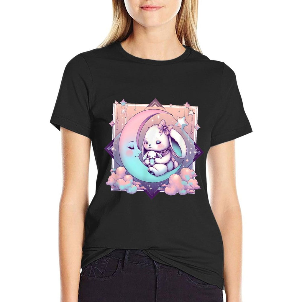 Moon Rabbit Bunny Pastel Goth Kawaii  Durable T-Shirt