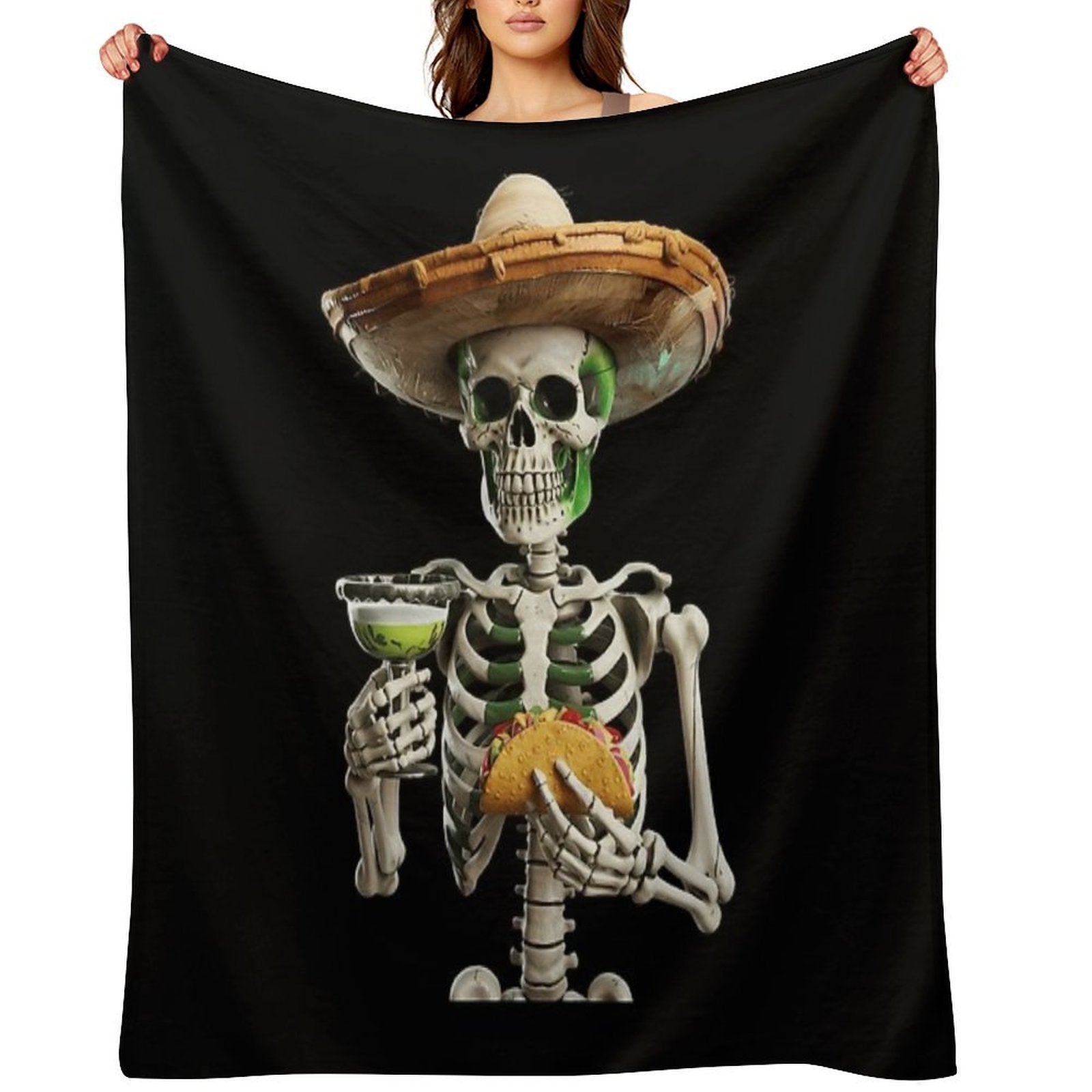 Cactus Skeleton Sombrero Cinco De Mayo Mexican Fiesta All-season Throw Blanket