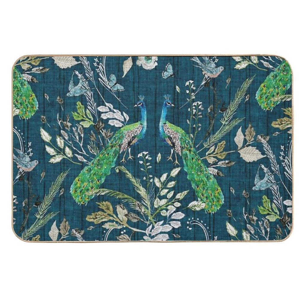 Peacock Chinoiserie (teal)  Stain-Proof Bath Mat