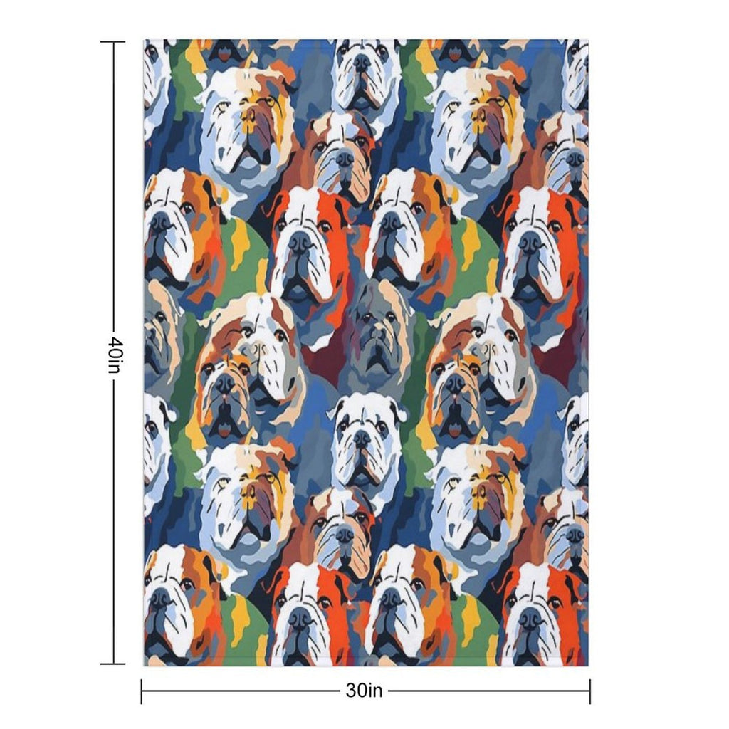 Bulldog in Camouflage Pattern Machine-washable Throw Blanket