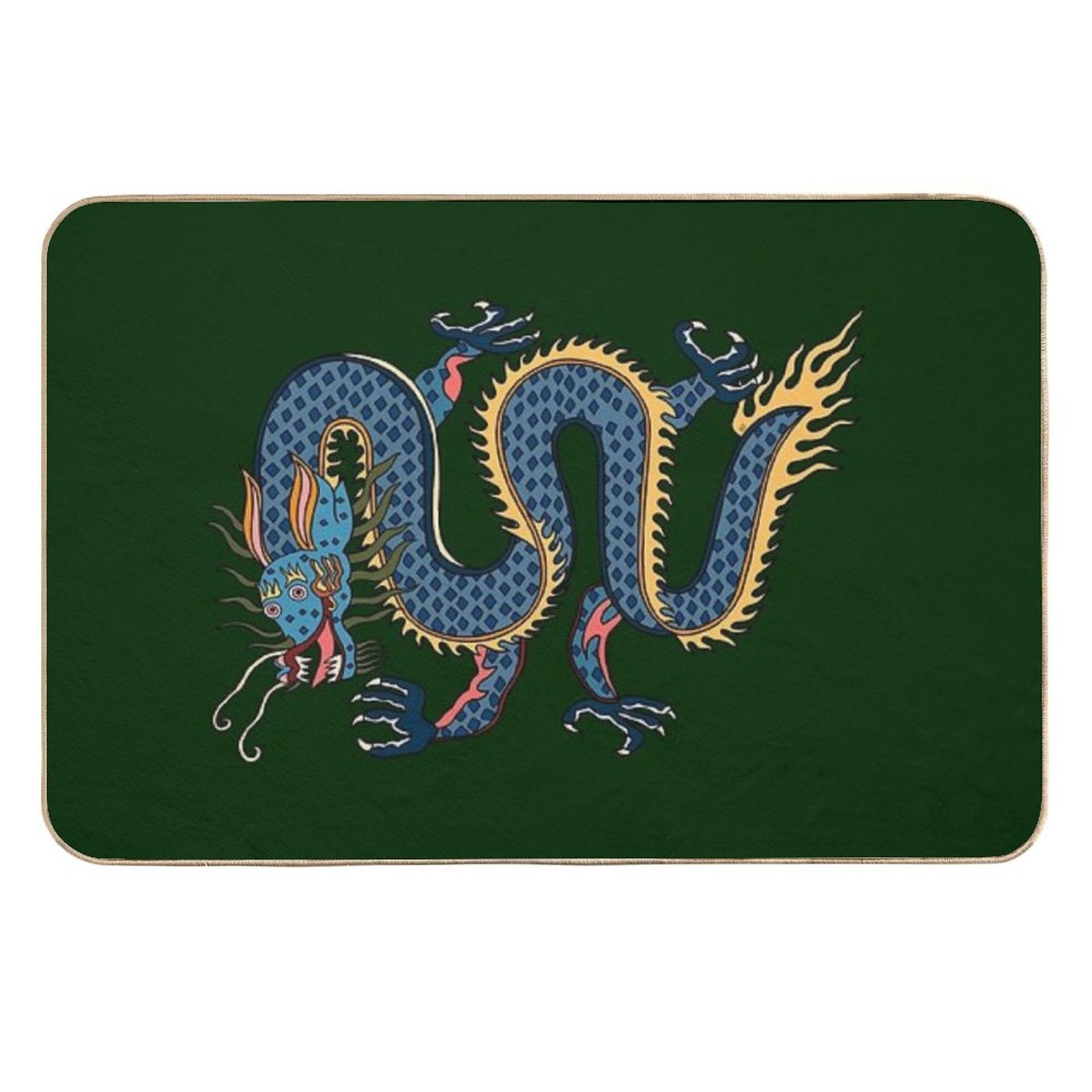 TIBETAN DRAGON RUG-green  Toxin-Free Bath Mat