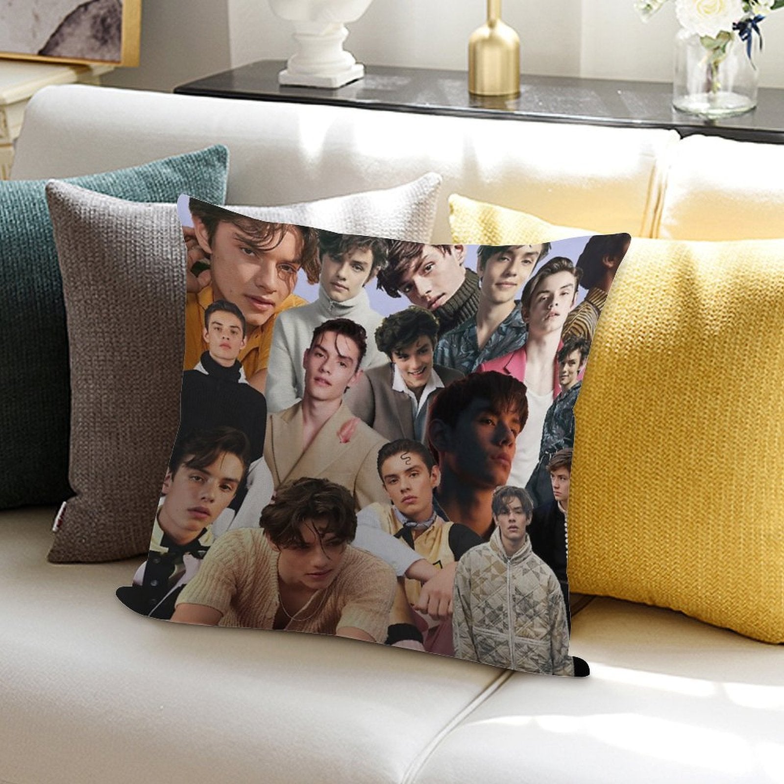 Louis Partridge Collage Soft Luxury Feel Throw Pillow