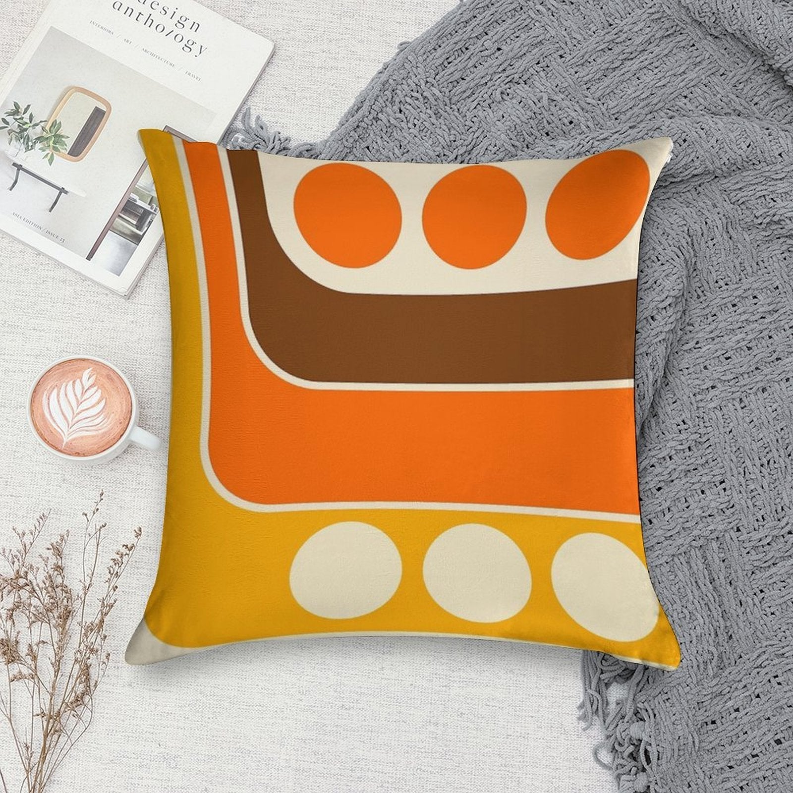 Retro Geometric Design 653 Soft Anti-Pilling Throw Pillow