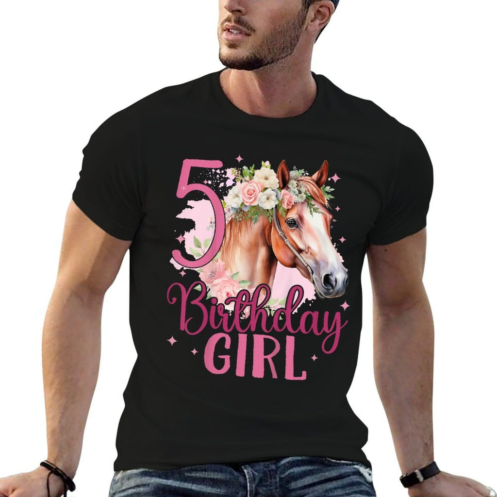 Kids 5th Birthday Horse Girl 5 Years Five Finally 5 Birthday  Tagless Design T-Shirt