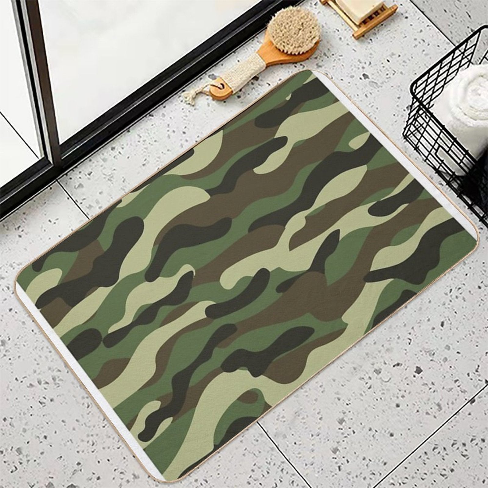 Camouflage Camo Military Design  Toxin-Free Bath Mat