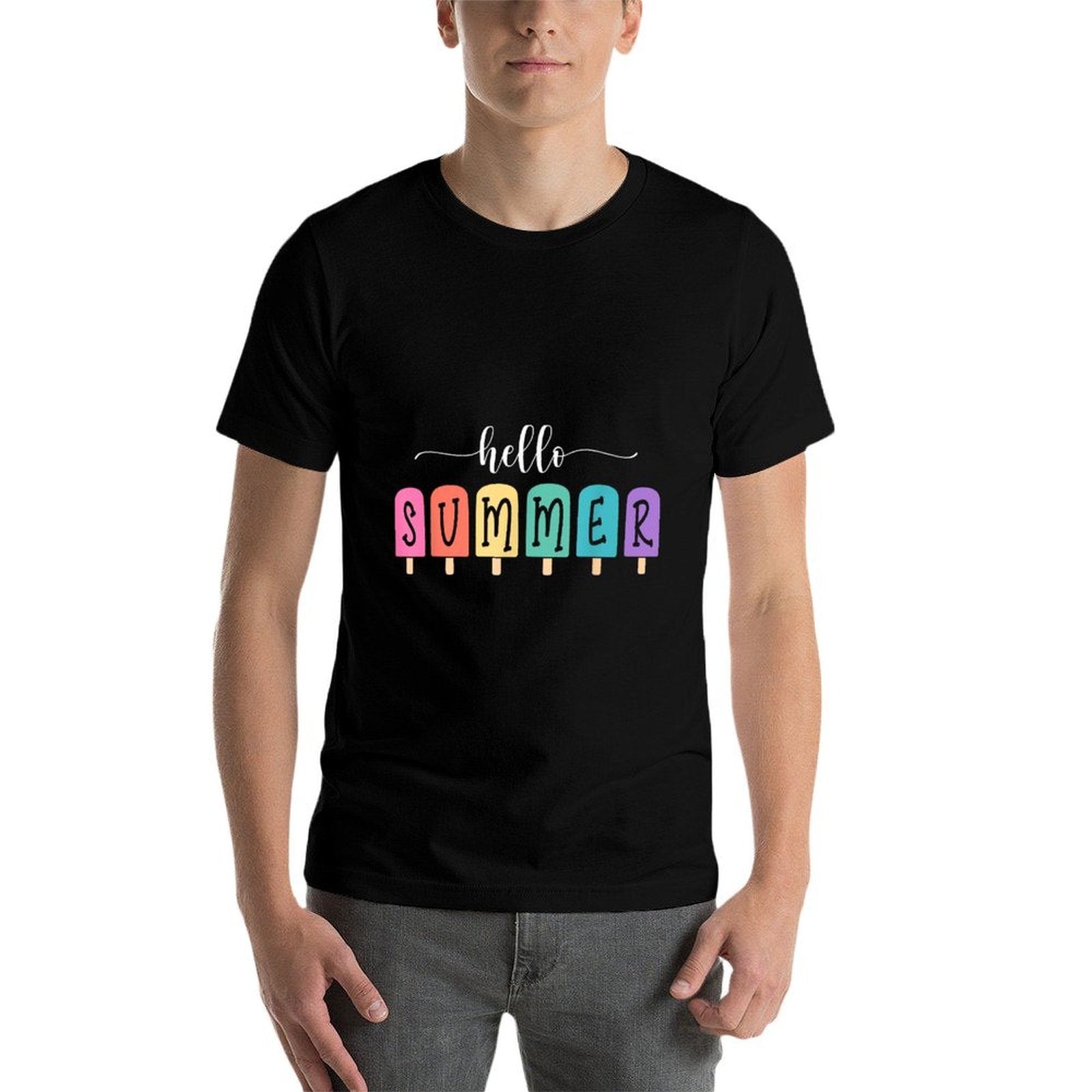 Hello Summer Vacation Ice Cream Popsicle Ice Lolly Gift  Tagless Design T-Shirt