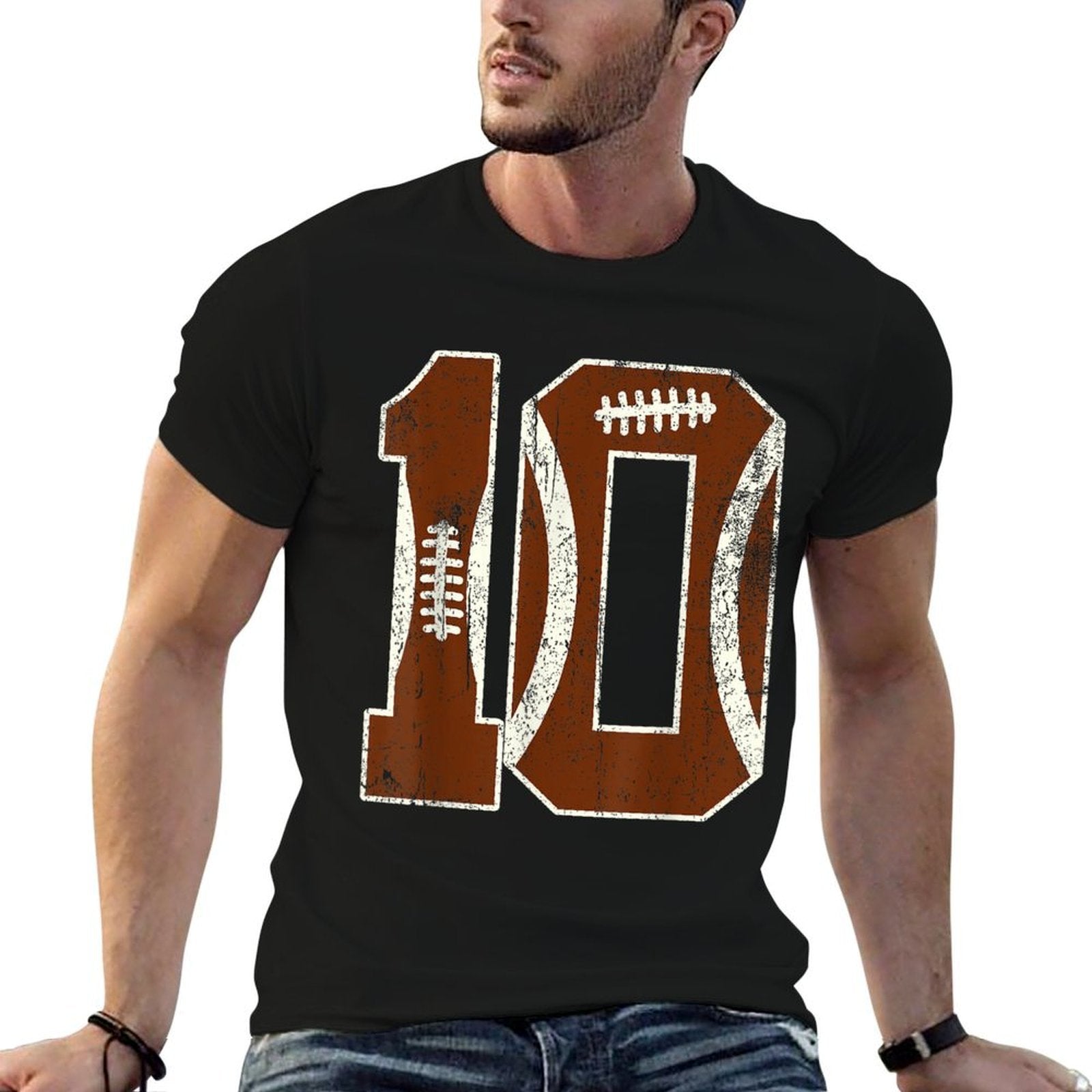 10th Birthday Football Lovers Bdy Boy 10 Year Old Girl  High-quality Stitching T-Shirt