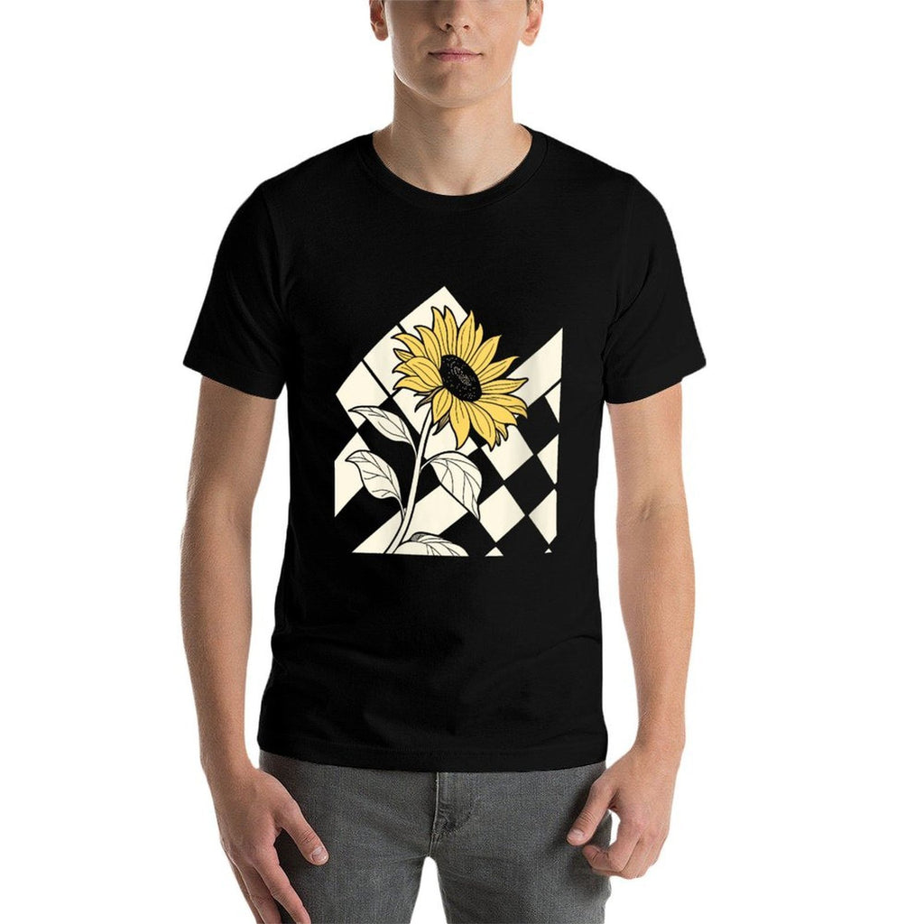 Womens Sunflower on Checkerboard Pattern  Breathable T-Shirt