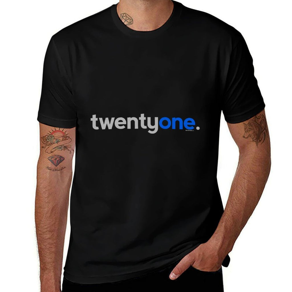 21st Birthday Idea for Him Men  Blue Twentyone Design  High-quality Stitching T-Shirt