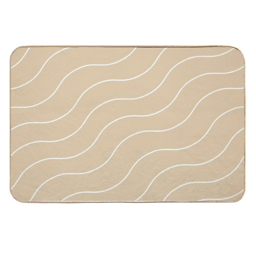Cute Brown Squiggly Lines Aesthetic Items  Non-Slip Bath Mat