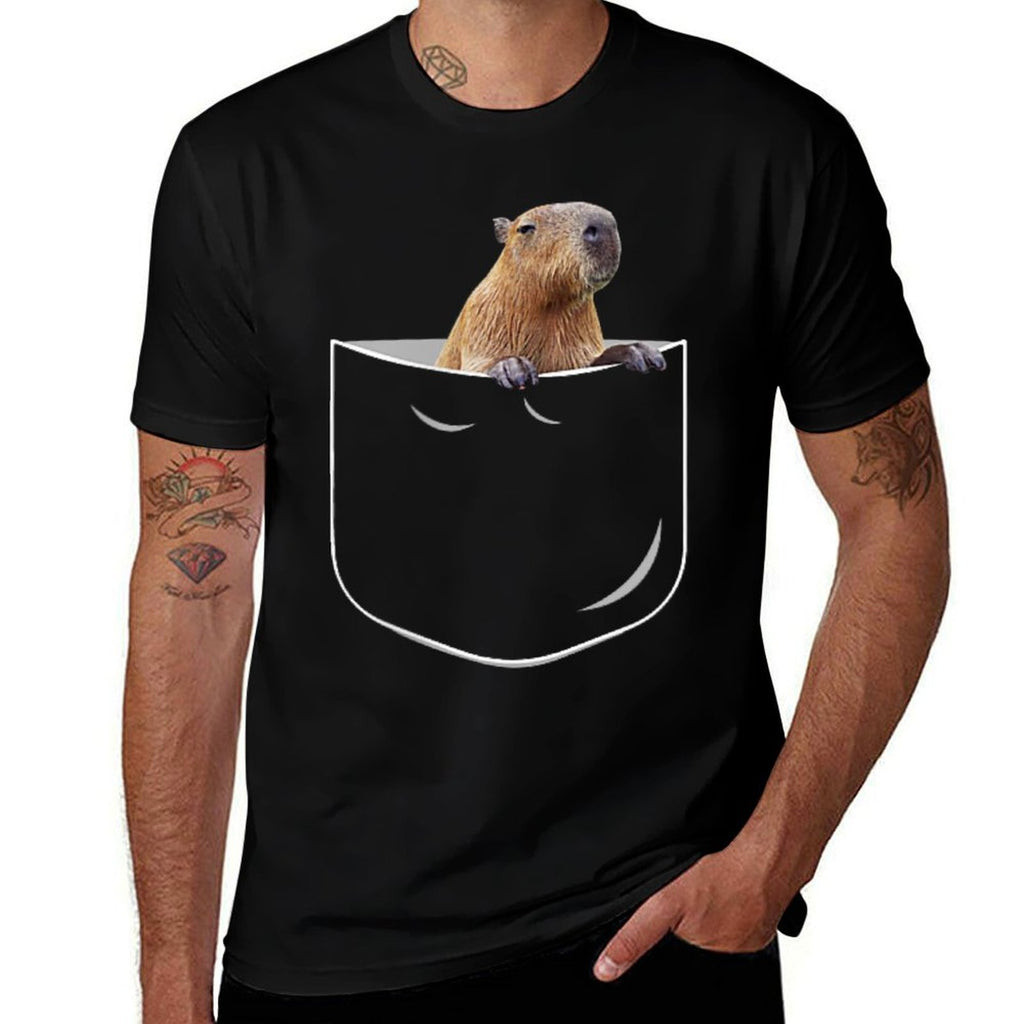 Pocket Capybara Funny Capybara In Pocket Gift Comfortable T-Shirt
