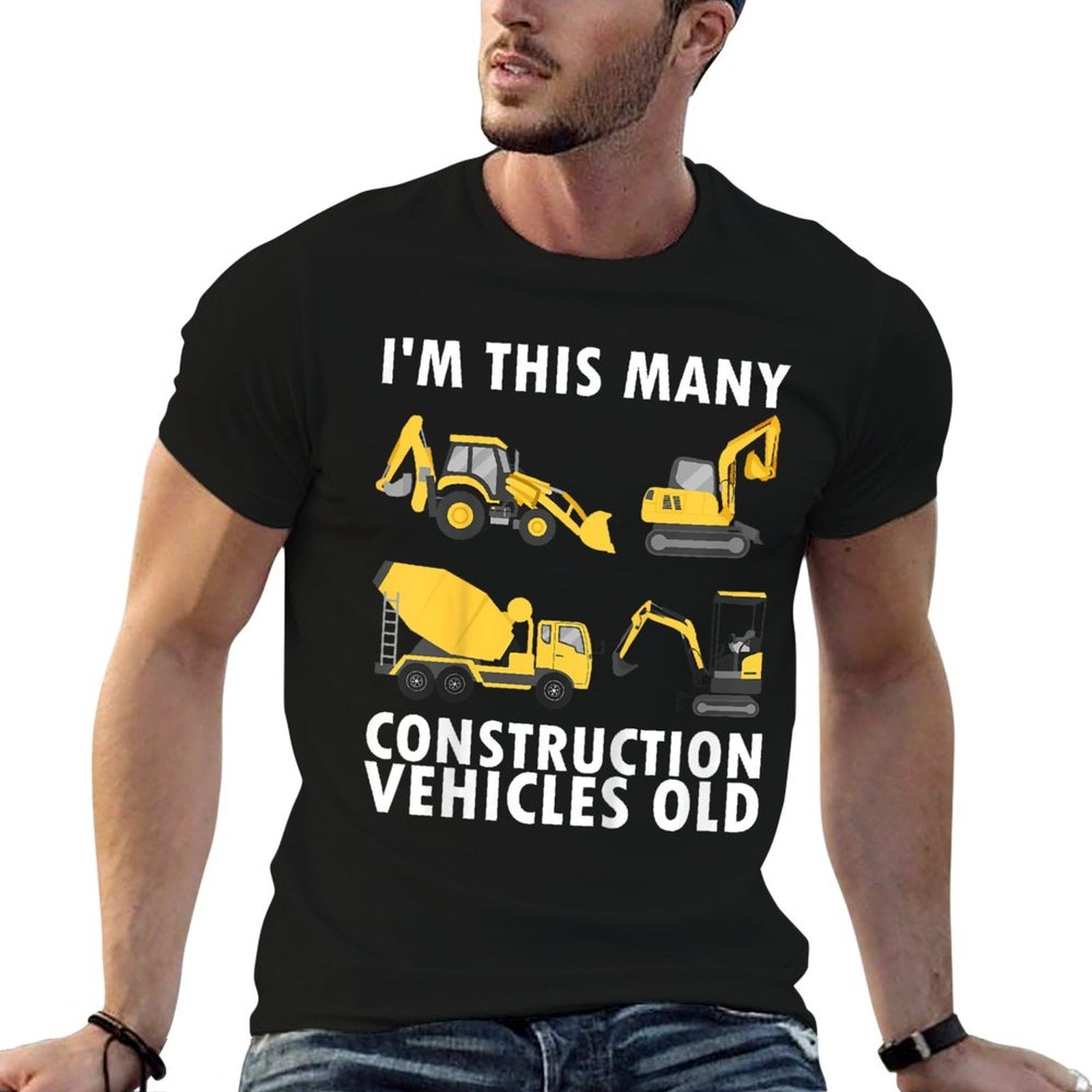 Kids 4 Years Old Boy Construction Trucks 4th Birthday Party  Quick-drying T-Shirt